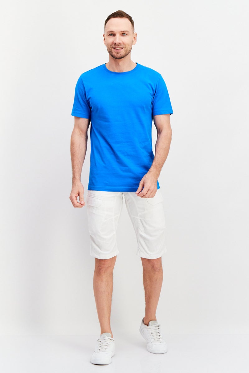 Celio Men Textured Cargo Shorts, White - Image 4